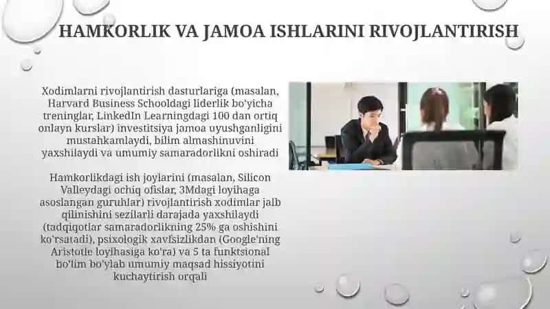 Hamkorlik va jamoa ishlarini rivojlantirish 3