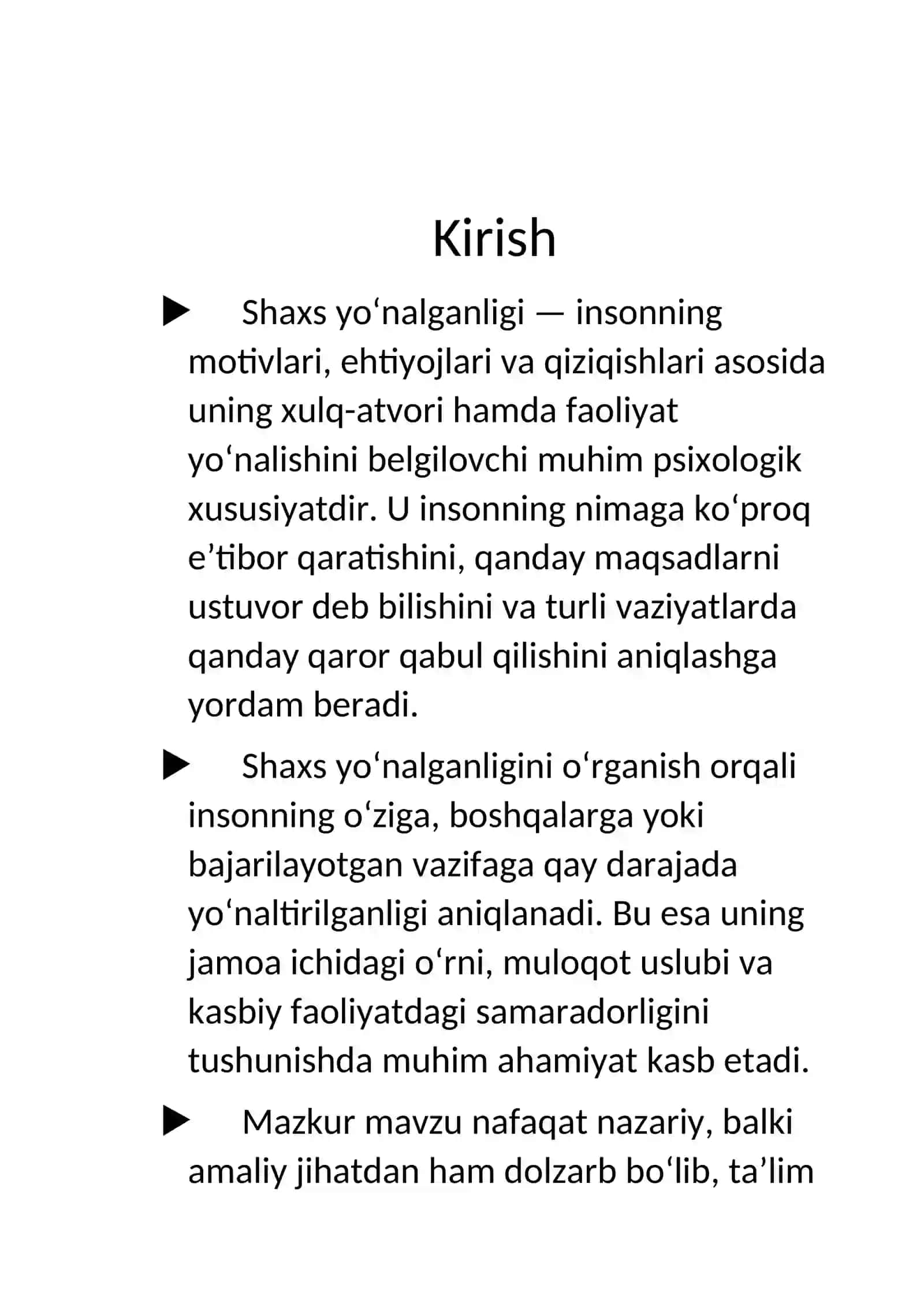 Shaxs yo’nalganligini o’rganish 3
