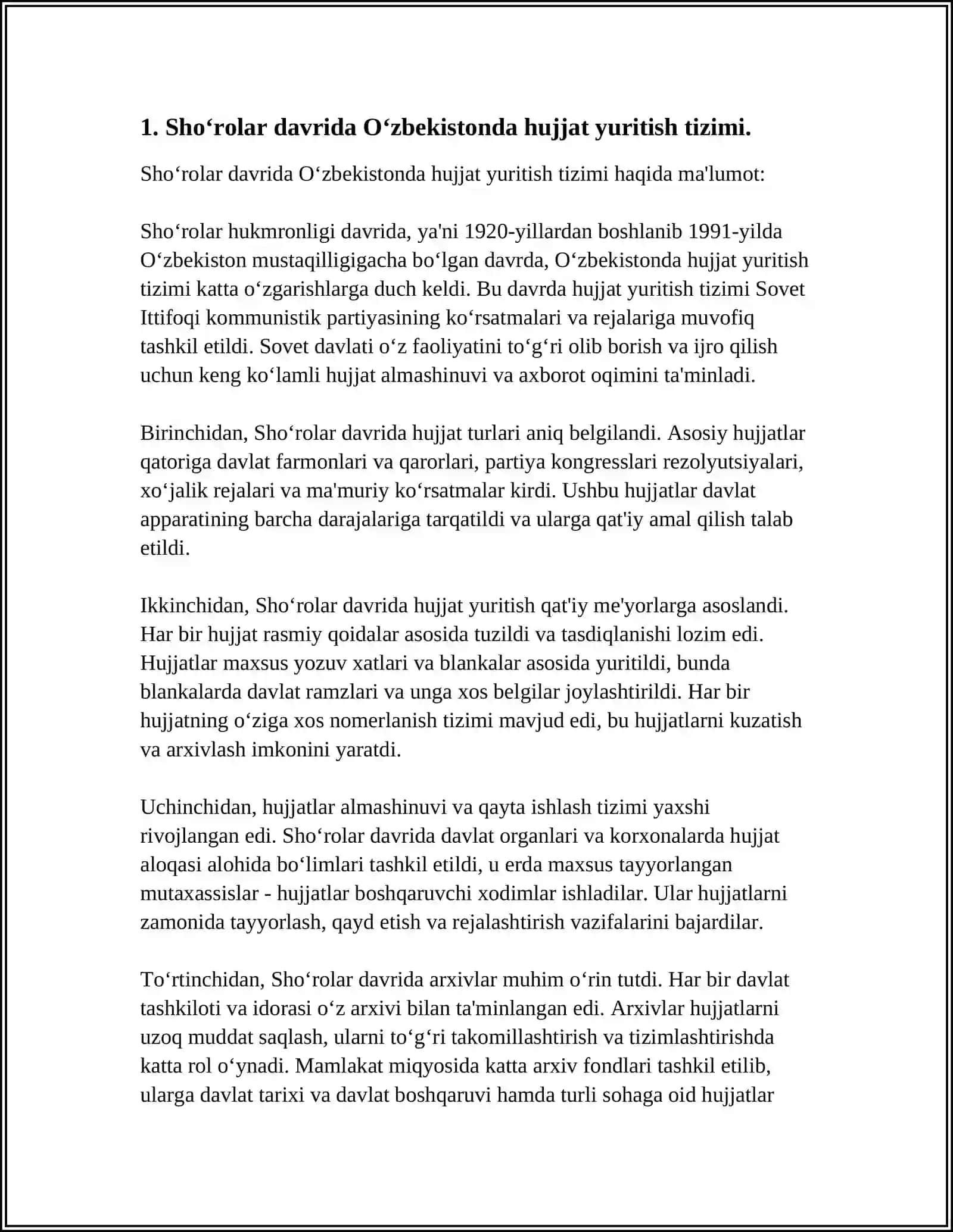 O‘ZBEKISTONDA SHÒROLAR DAVRIDA HUJJATCHILIK 3