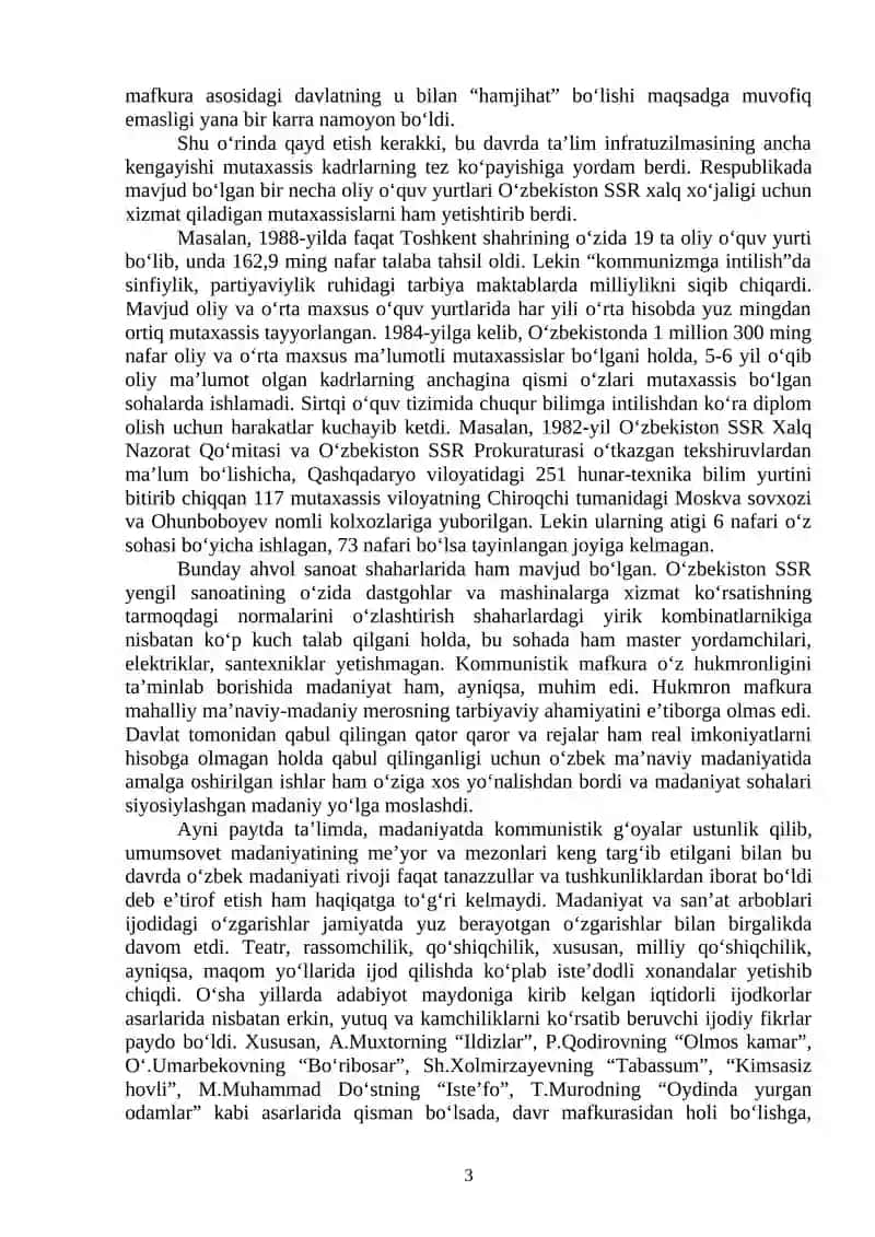 MUSTAQILLIKKA ERISHISH ARAFASIDA O‘ZBEKISTONDAGI IJTIMOIY-SIYOSIY JARAYONLAR 3