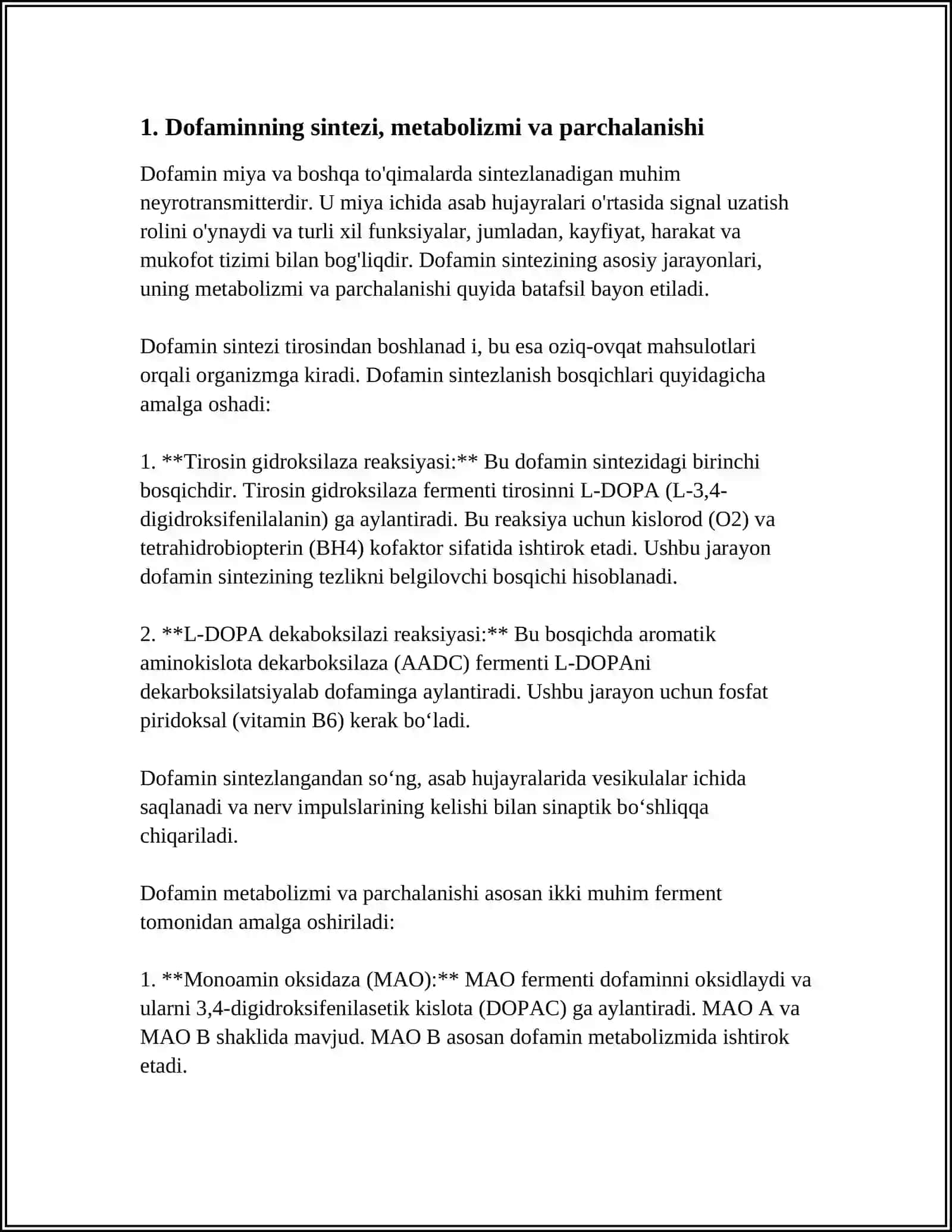 DOFAMIN VA DOFAMINERGIK VOSITALAR.SERATONIN VA SERATONINERGIK VOSITALAR 3