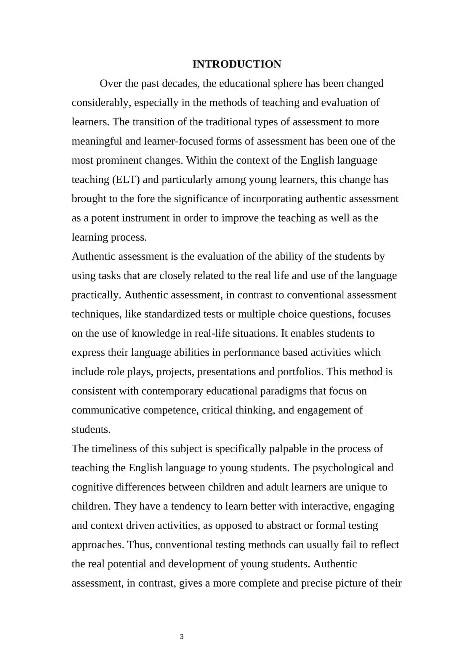 INTEGRATING AUTHENTIC ASSESSMENT IN ENGLISH LANGUAGE TEACHING FOR YOUNG LEARNERS 3