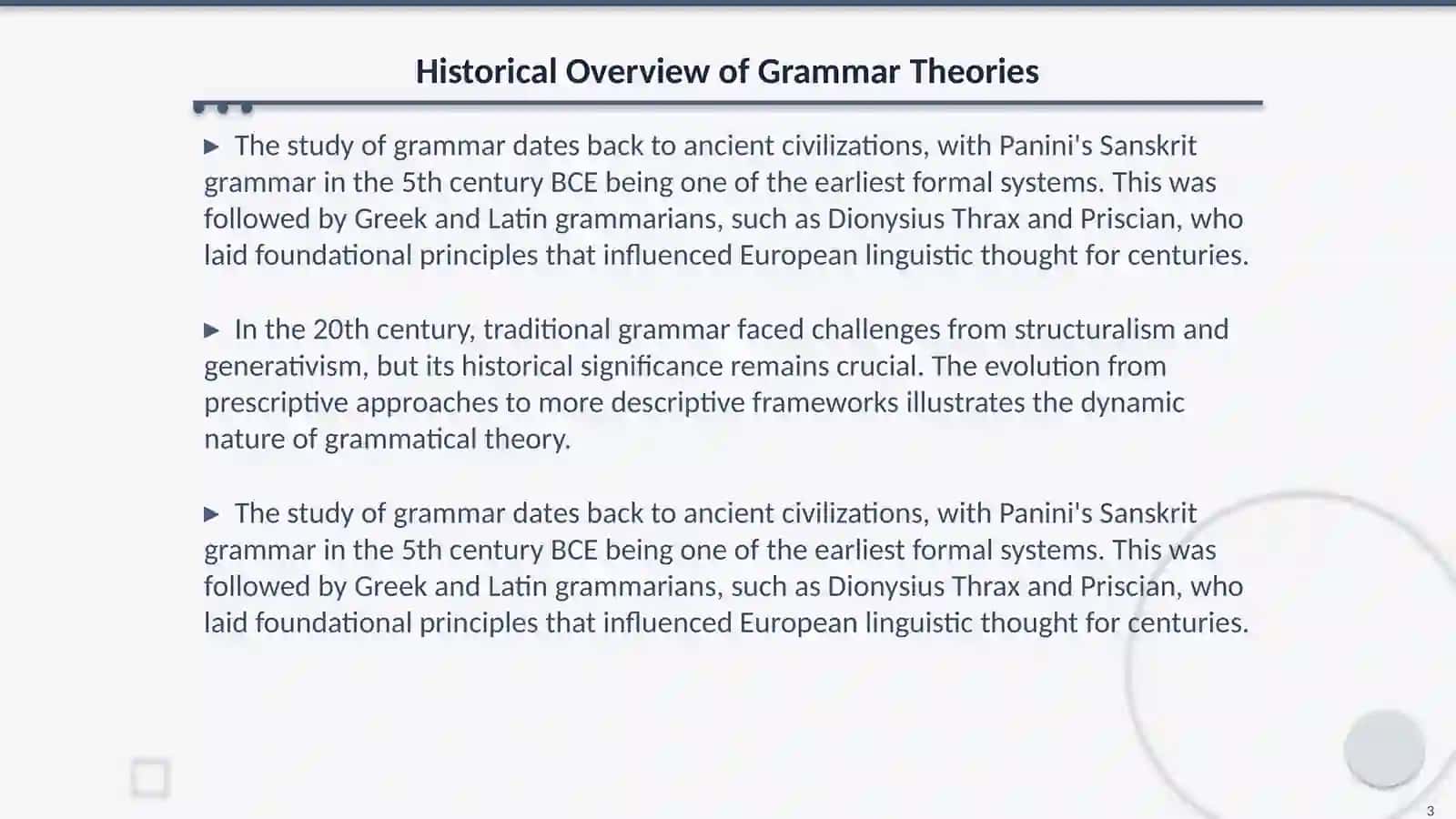 Theoretical Models of grammar: Traditional Approaches 3
