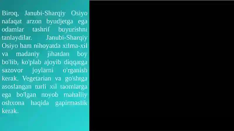 JANUBIY SHARQIY OSIYO AJOYIBOTLARI 3