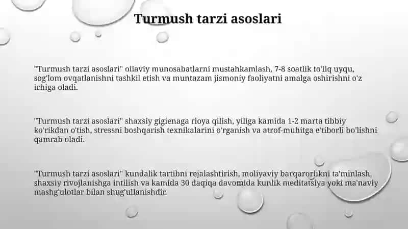 Turmush tarzi asoslari 3