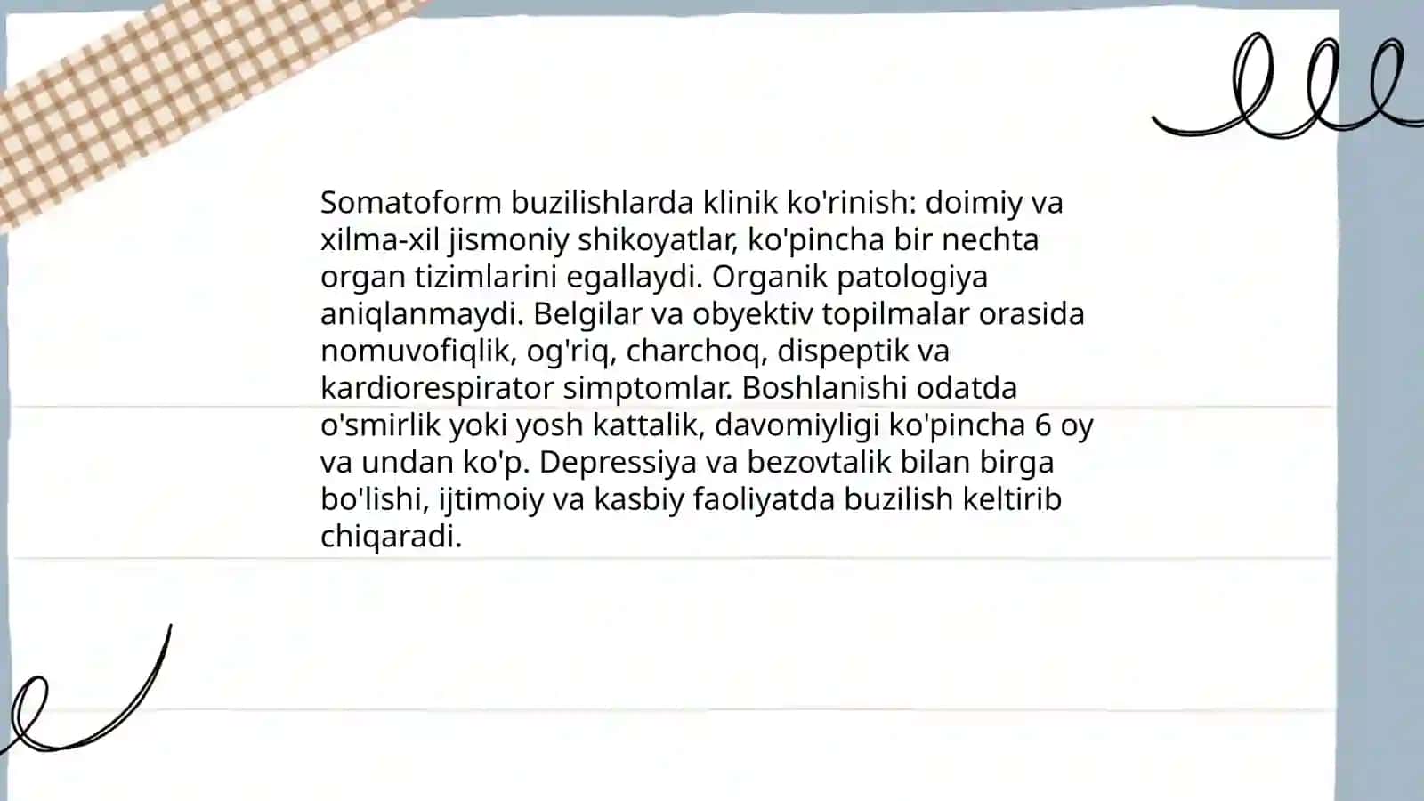 Somotoform buzilishlarning klinik ko'rinishi 3
