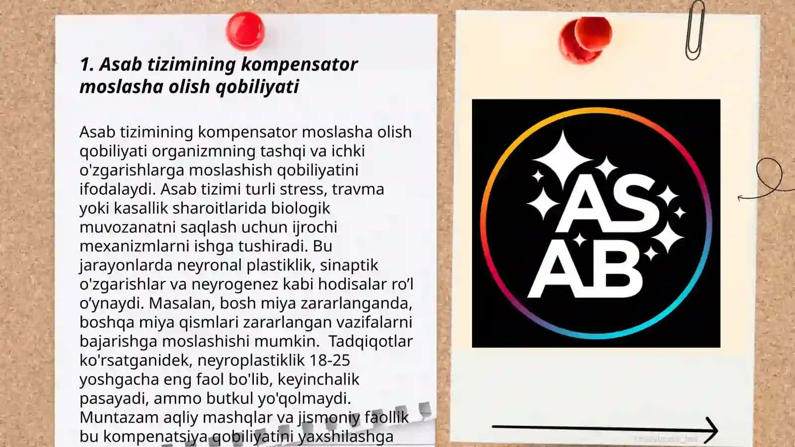 Asab tizimida kompensator moslashuvlari 3