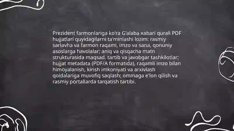 G'alaba xabari qurali asosiy talablar 3