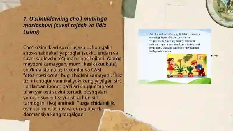 O'simlik va hayvonlarning yashash muhitga moslanishlari 3
