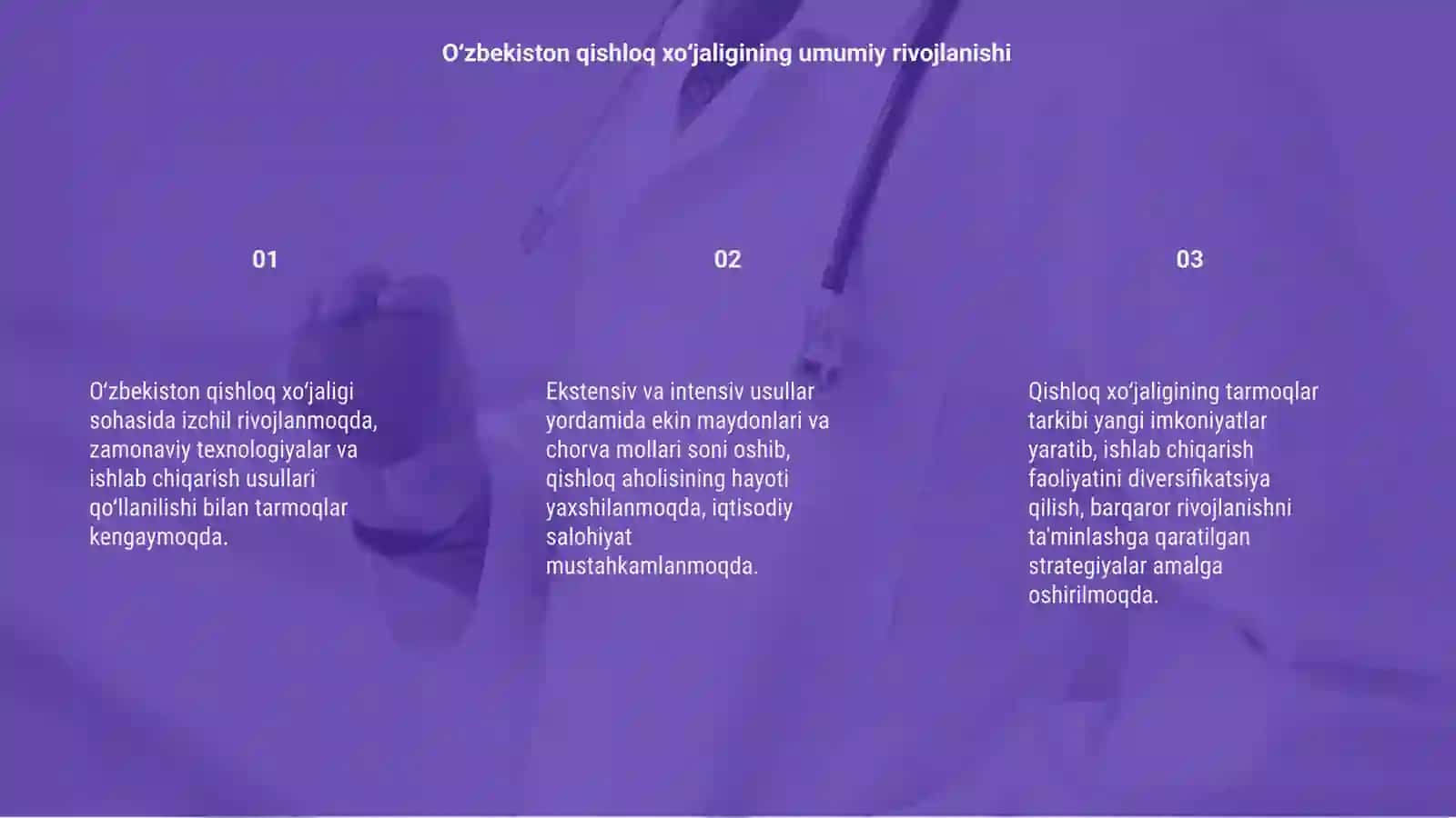 Oʻzbekiston qishloq xoʻjaligining rivojlanishi va tarmoqlar tarkibi 3