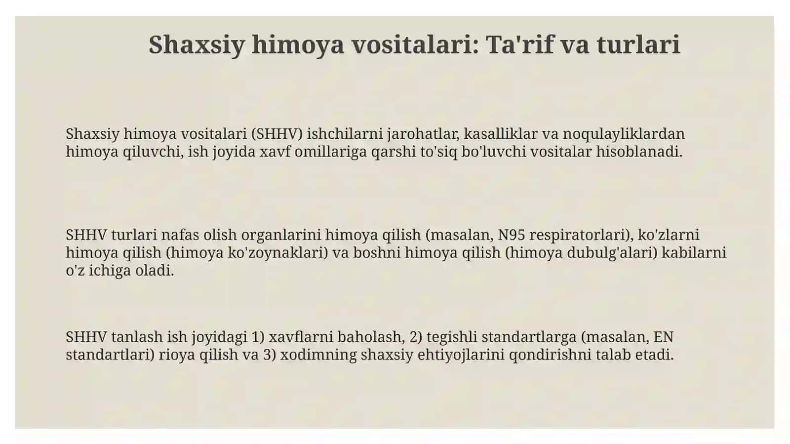 Shaxsiy himoya vositalari 3