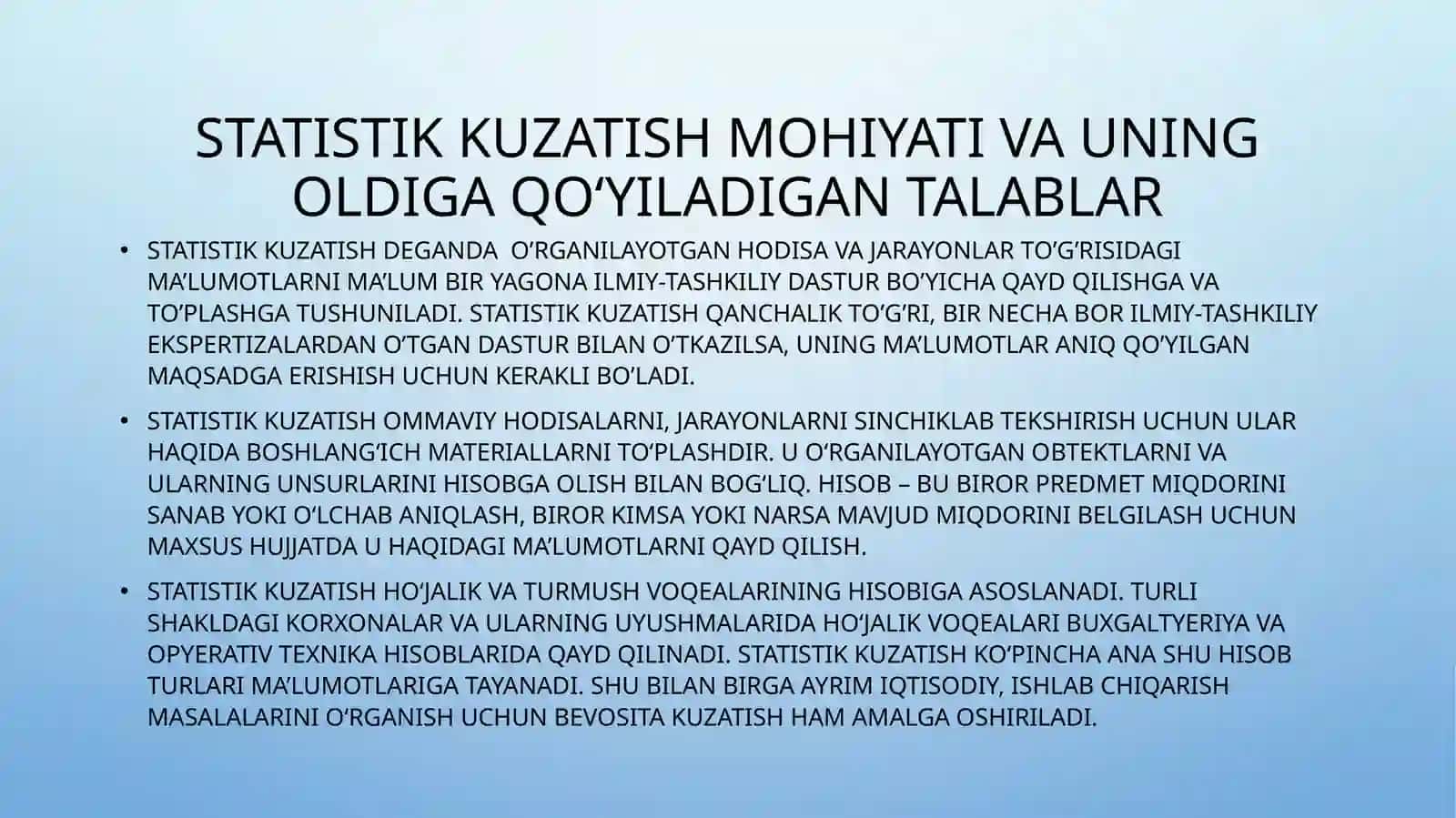 Statistik kuzatish uslubiyati 3