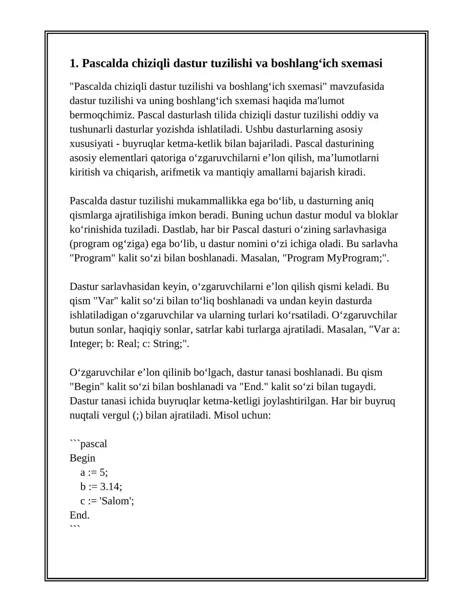 Pascalda chiziqli dastur 3