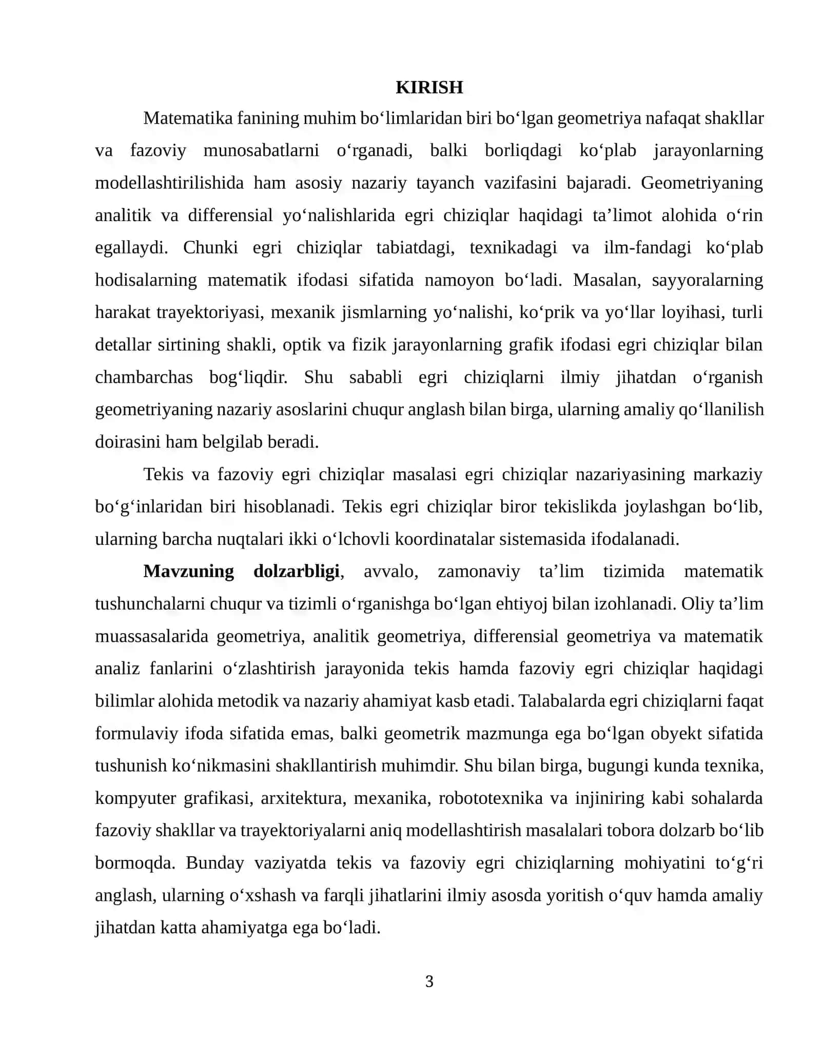 Tekis va fazoviy egri chiziqlar farqi 3