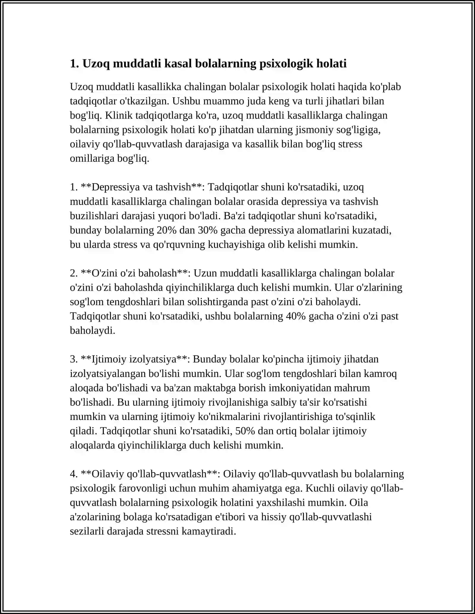 UZOQ MUDDATLI KASAL BOLALARNING O'ZIGA HOS XUSUSIYATLARI 3