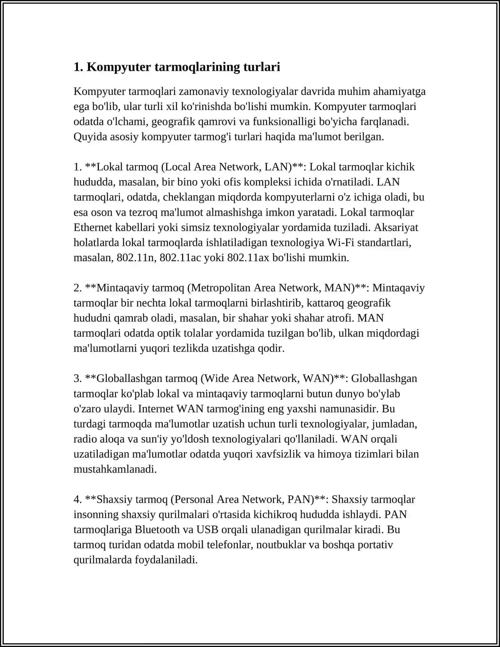 KOMPYUTER TARMOQLARI VA TARMOQ TEXNOLOGIYALARI 3