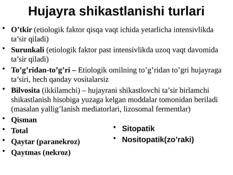 Hujayra shikastlanishida hujayralararo munosabatlarning buzulishi 3