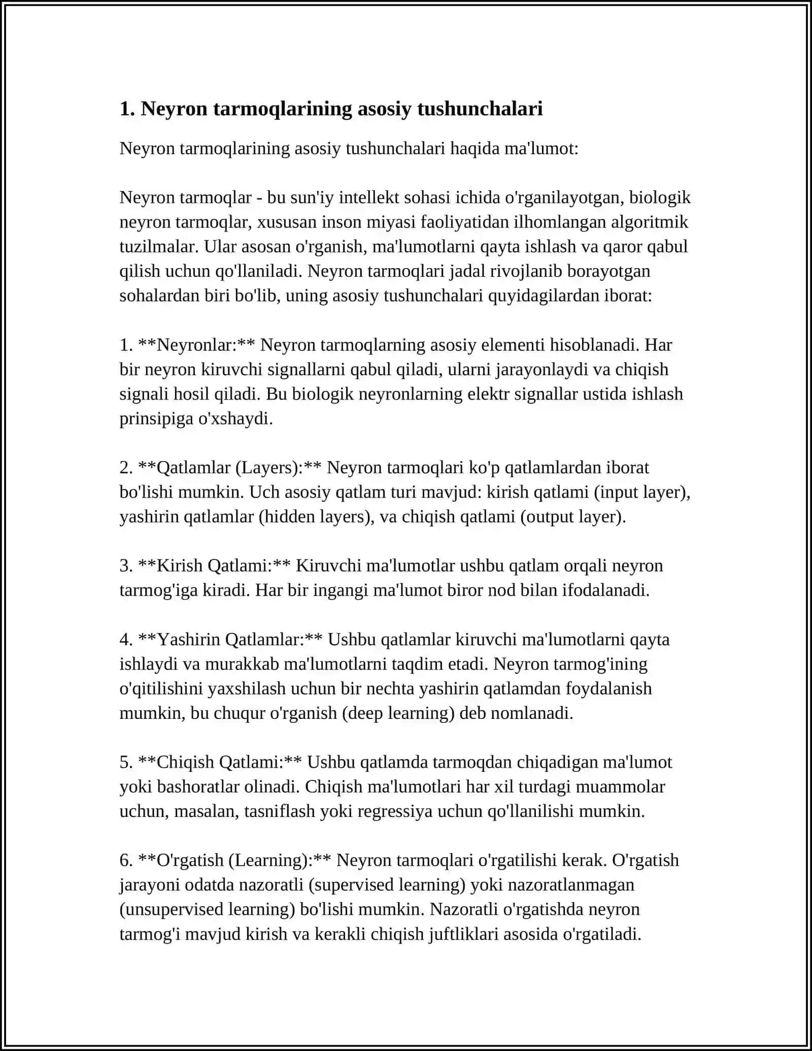 NEYRON TARMOQLAR: TUZILISHI VA ISHLASH PRINSIPLARI 3
