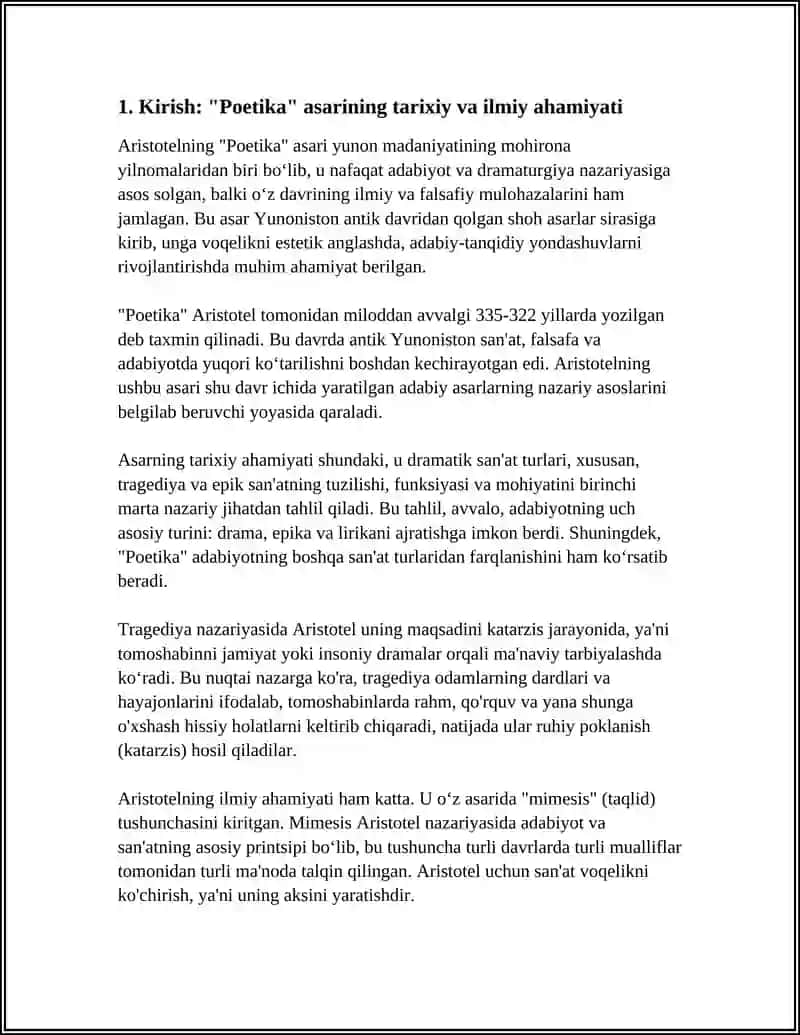 ARISTOTELNING "POETIKA"ASARIGA SHARH 3