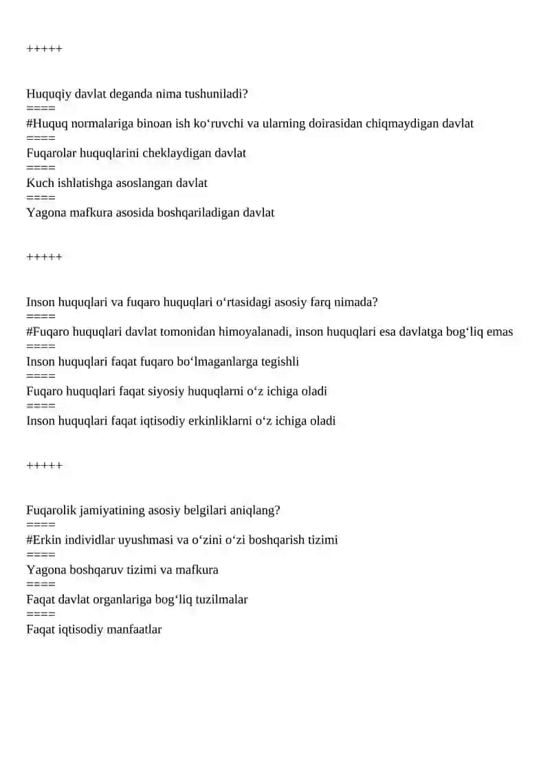 O‘zbekistoning eng yangi tarixi fanidan test to‘plami 3
