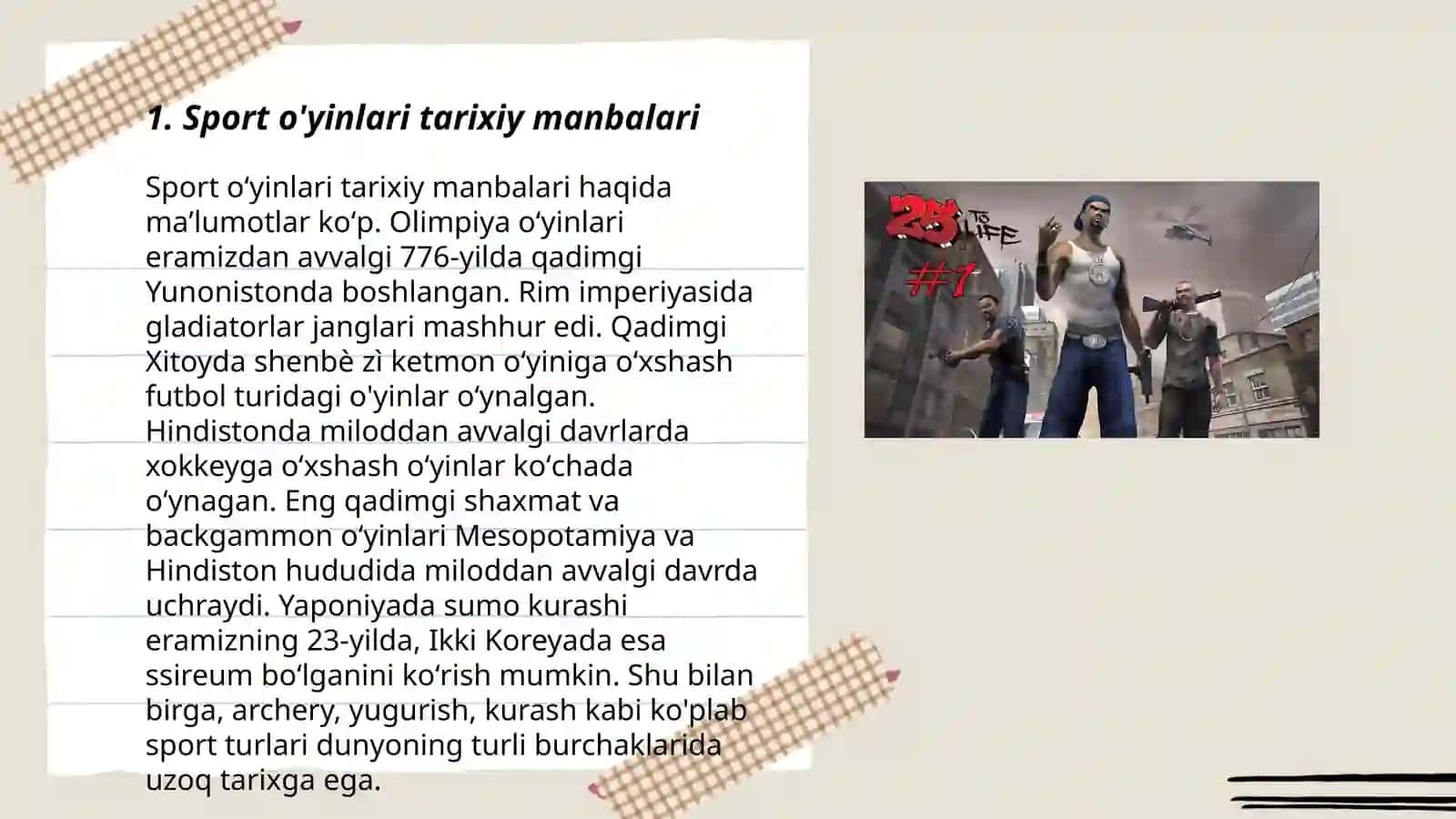 Sport o'yinlari tarixiy manbalari 3