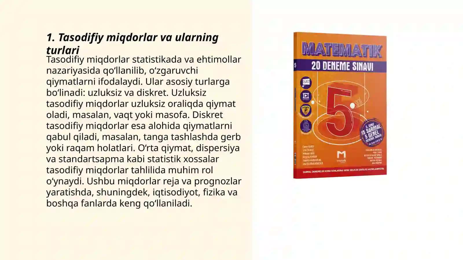 Tasodifiy miqdorlar va ularning turlari 3