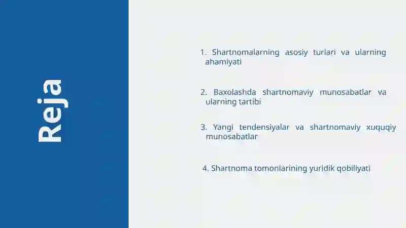 Shartnomalar va ularning muomala qoidalariga oid mavzu 3