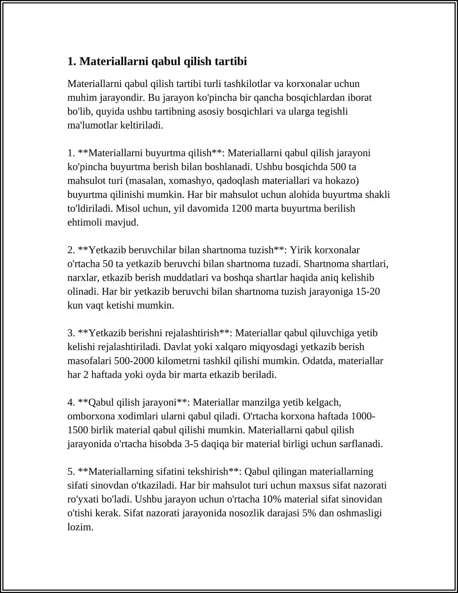 MUSTAQIL ISH Mavzu: MATERIALLARNI ОMBОRLARDA HISОBGA ОLISH 3