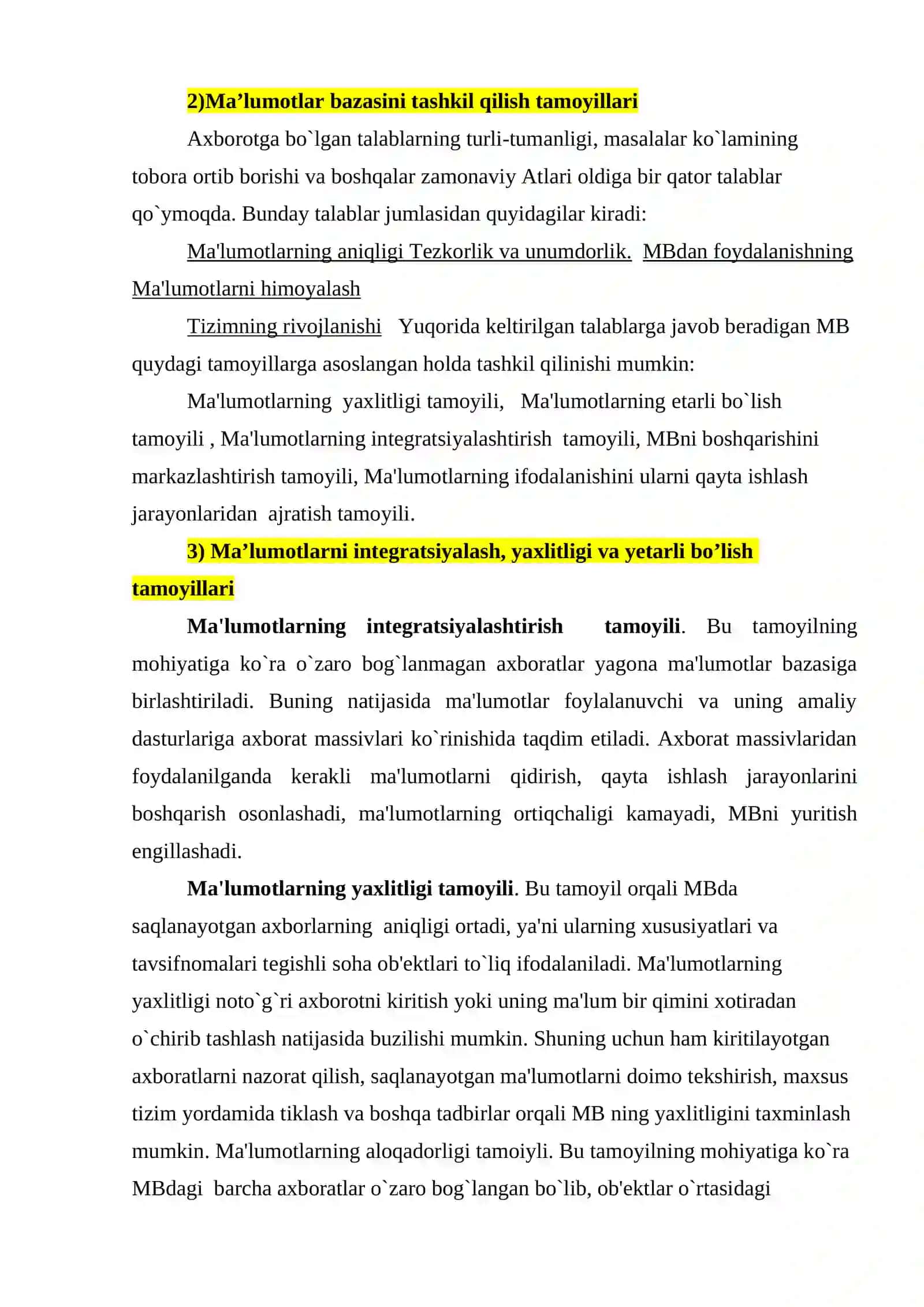 Ma’lumotlar bazasining maqsad va vazifalari 3