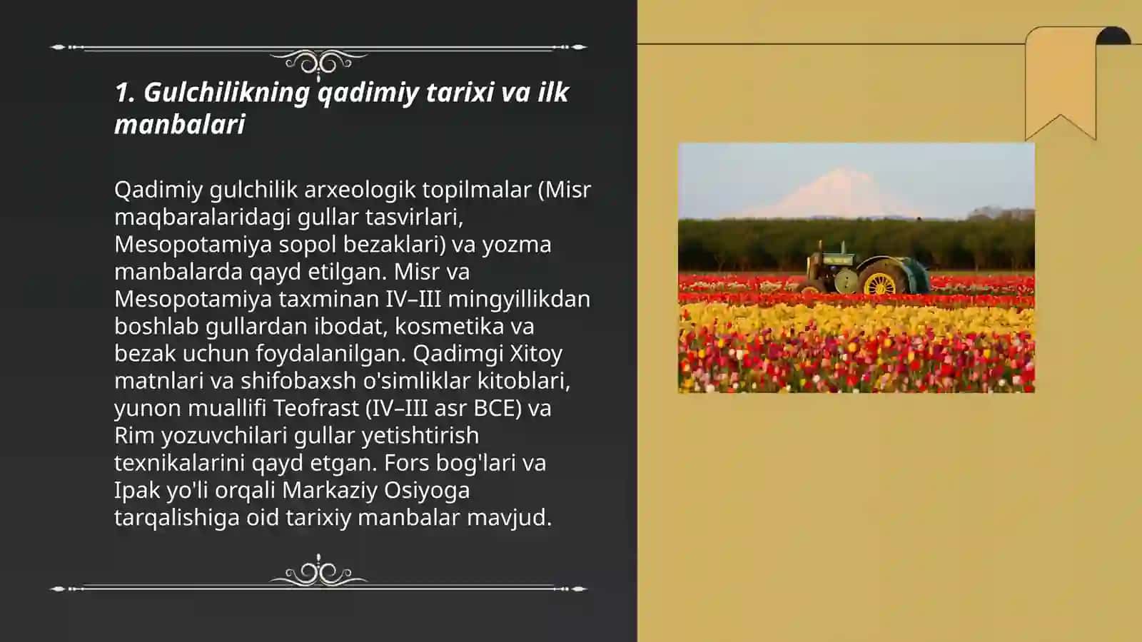Gulchilikning tarixi, rivojlanishi va ahamiyati 3