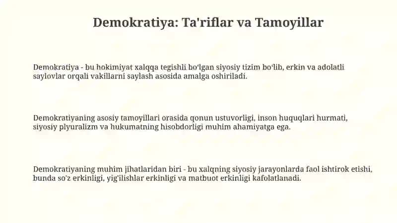 Demokratiya: Ta'riflar va Tamoyillar 3