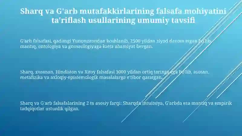 Falsafa mohiyati: Sharq va G'arb 3