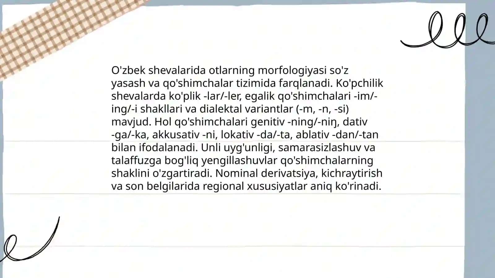 O'zbek shevalari morfologiyasi 3