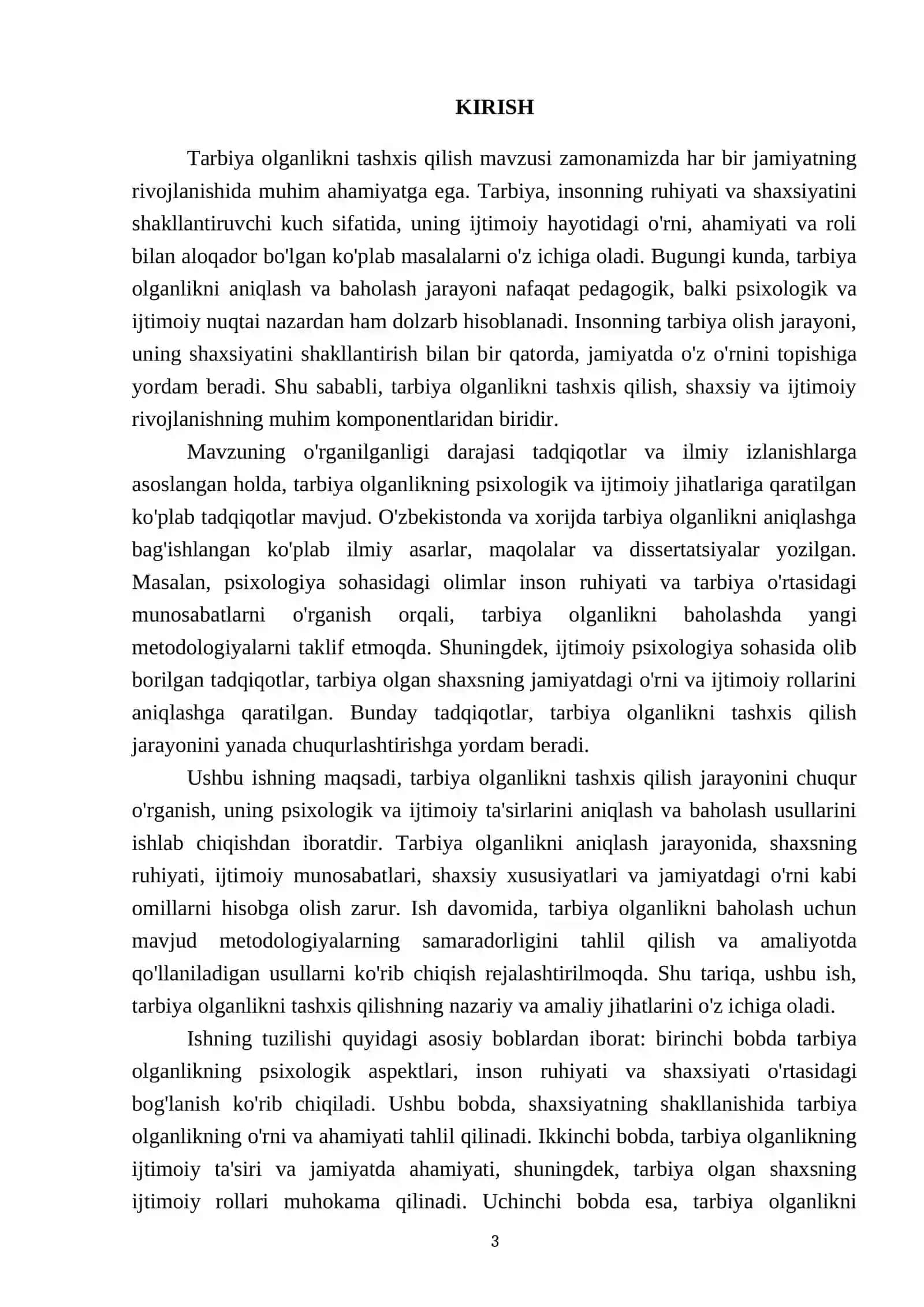 Tarbiya olganlikni tashxis qilish 3