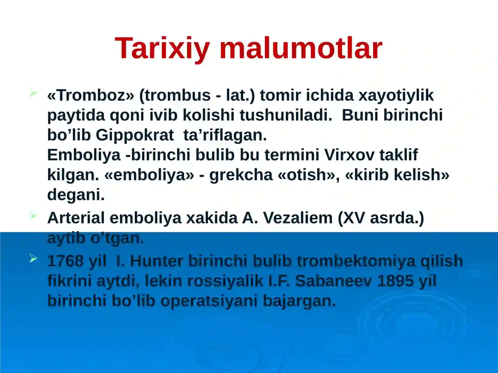 O‘tkir arterial tromboz va emboliyalar 3