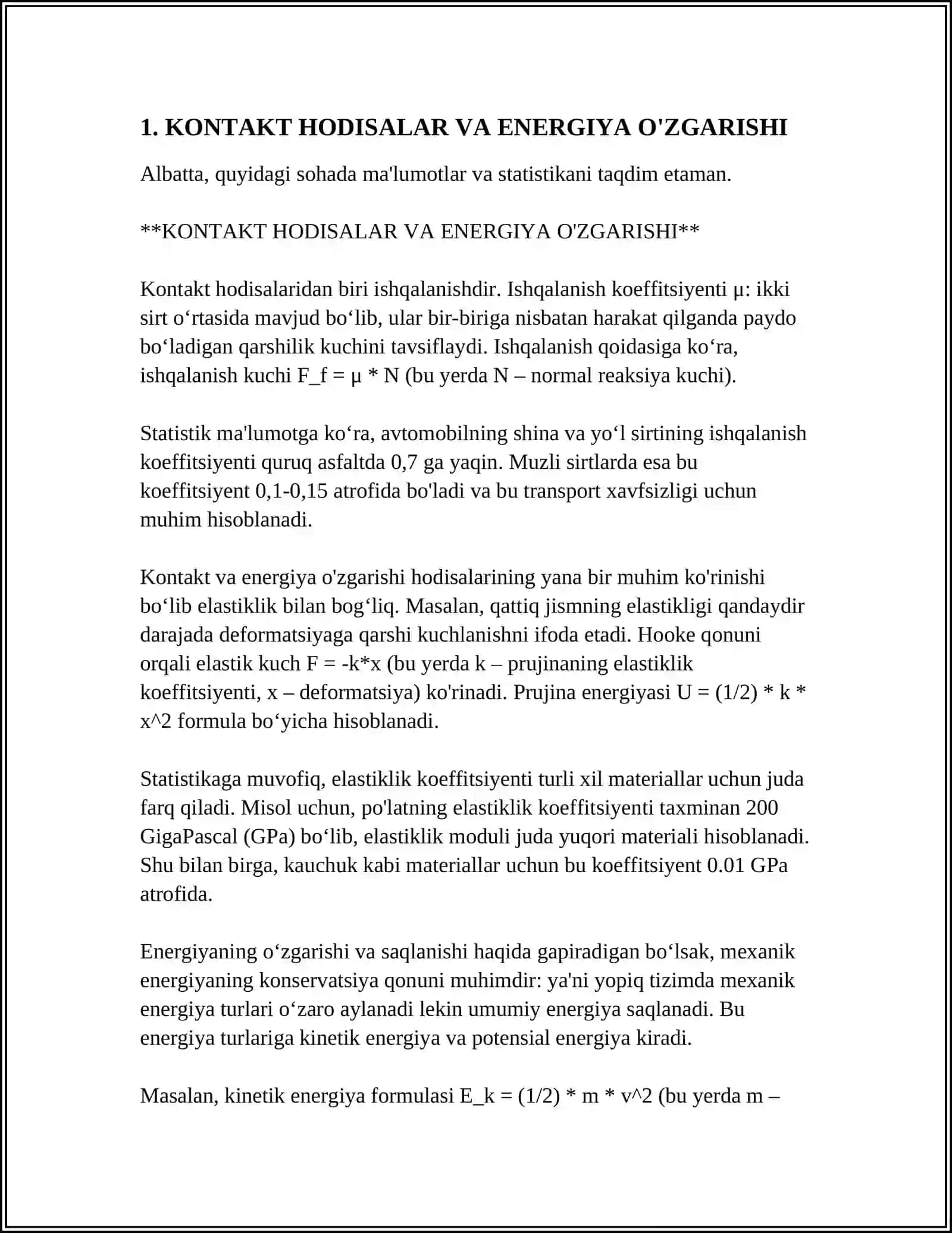 KONTAKT HODISALAR VA ENERGIYA O'ZGARISHI 3