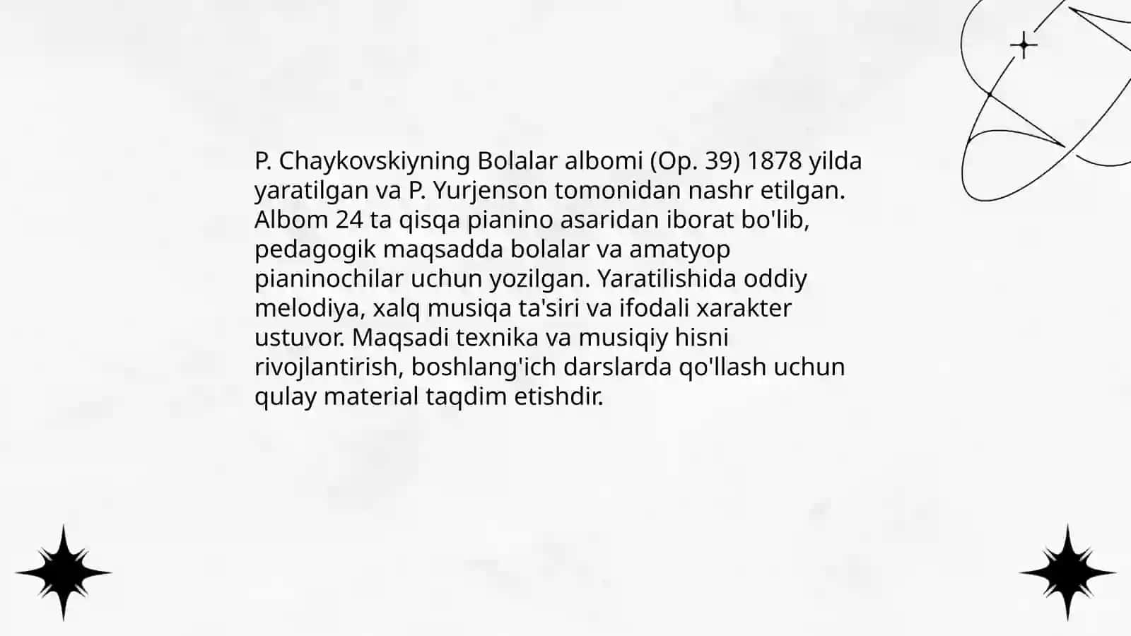 P. Chaykovskiy "Bolalar albomi" "Yil fasllari 3