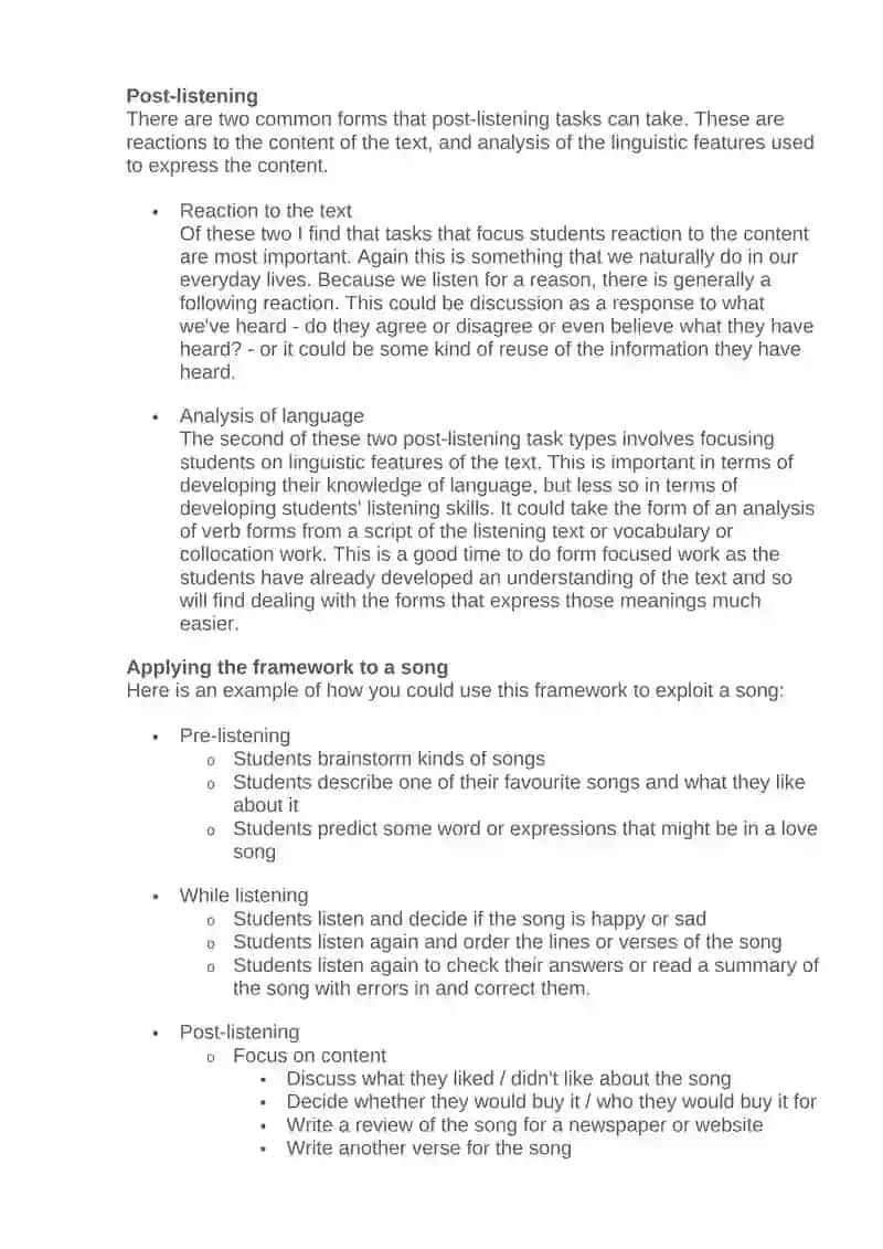 A framework for planning a listening skills lesson 3