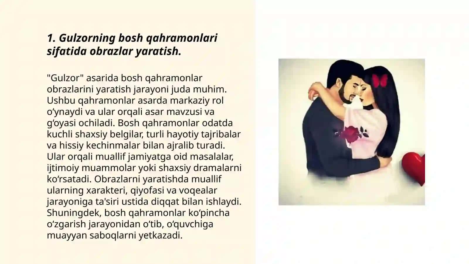 Gulzor asarida obraz va xarakter yaratish mahorati 3