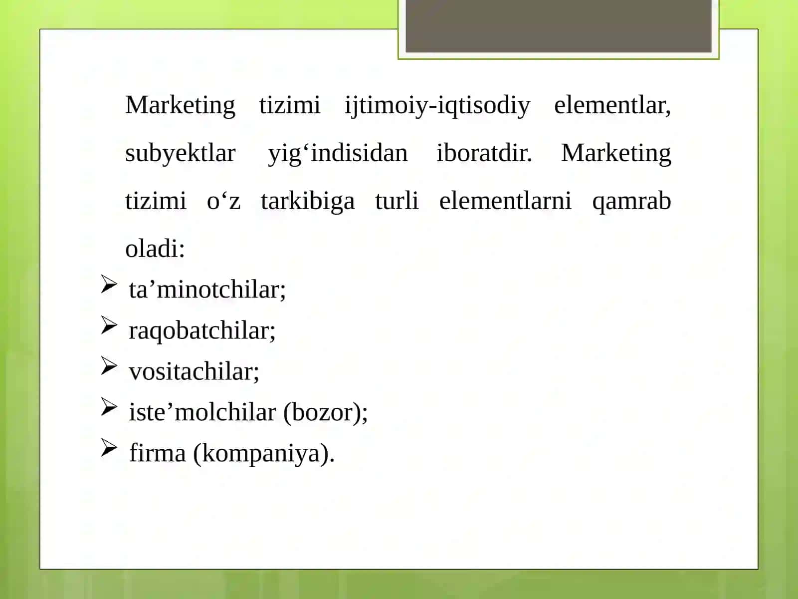 MARKETING TIZIMI VA SOHASI 3