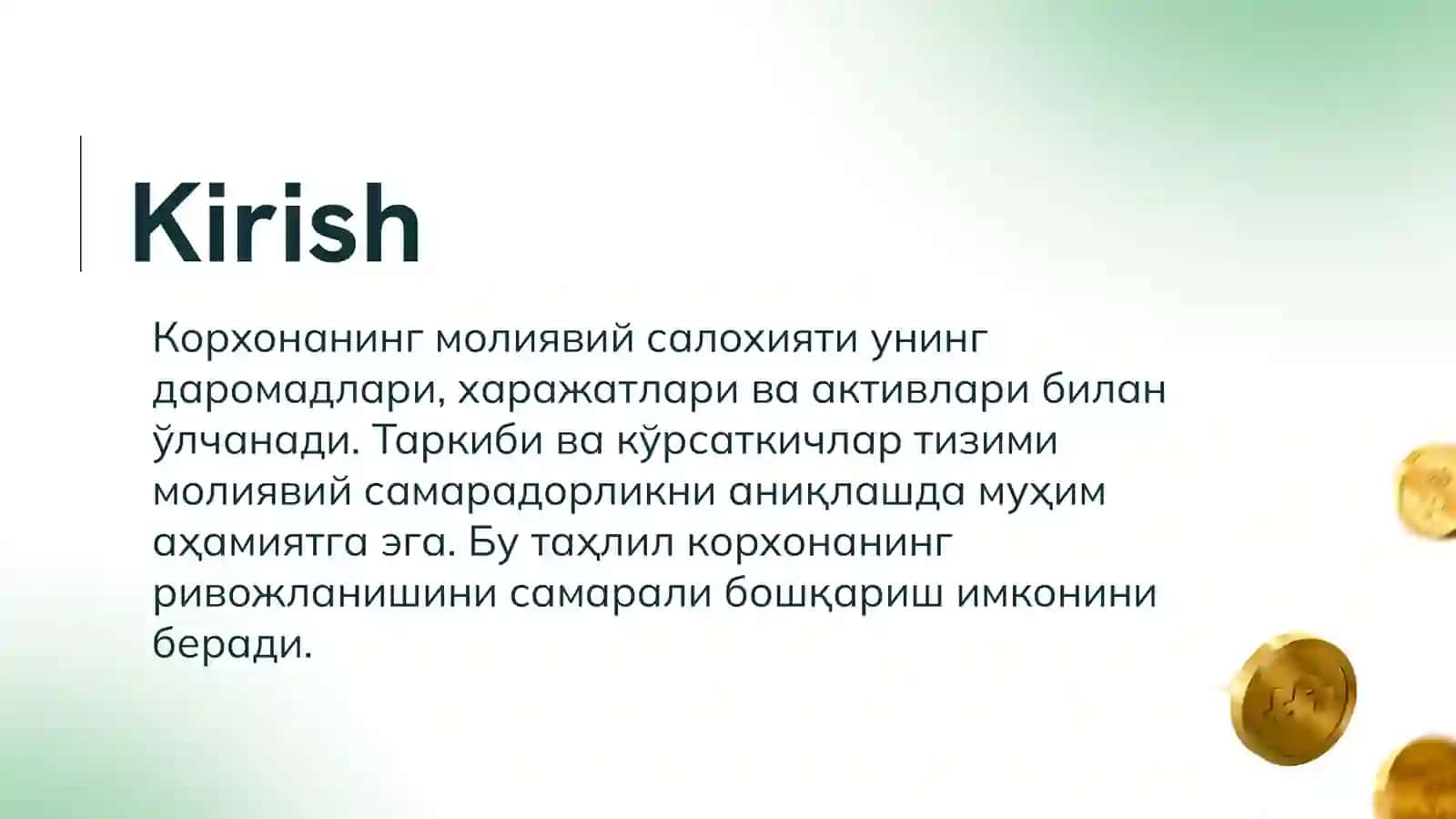 Корхонанинг молиявий салохияти 3