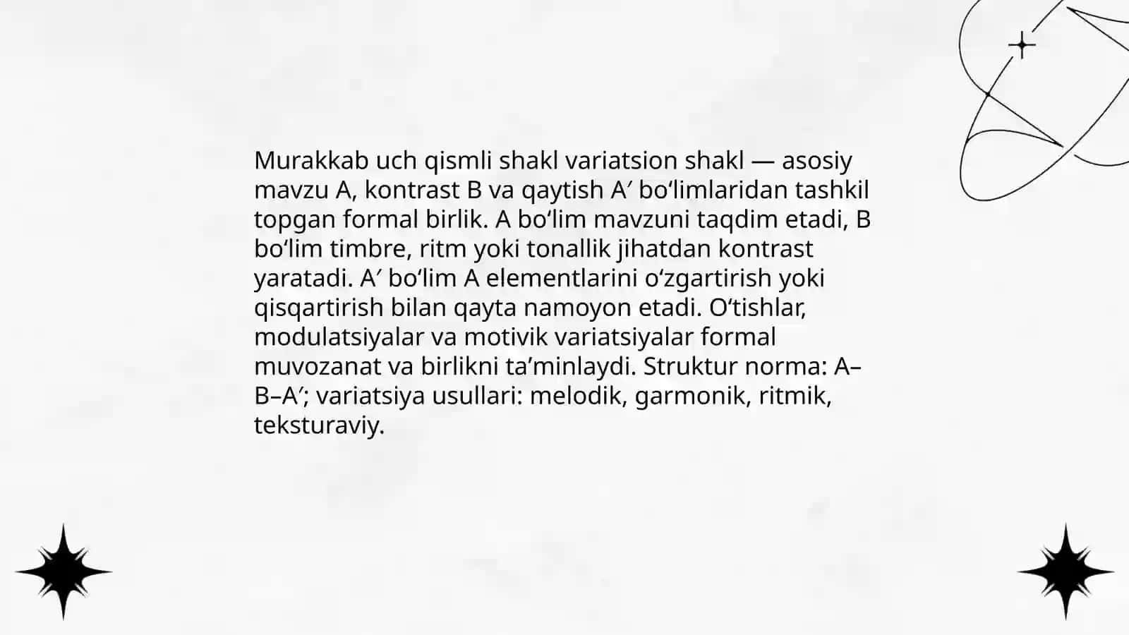 Murakkab uch qismli shakl Variatsion shakl 3