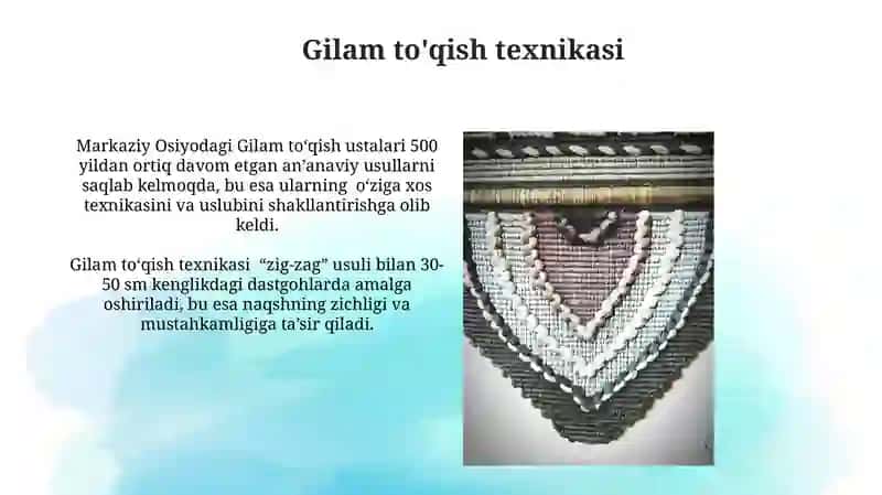 Gilam va Savat to'qish san'ati 3