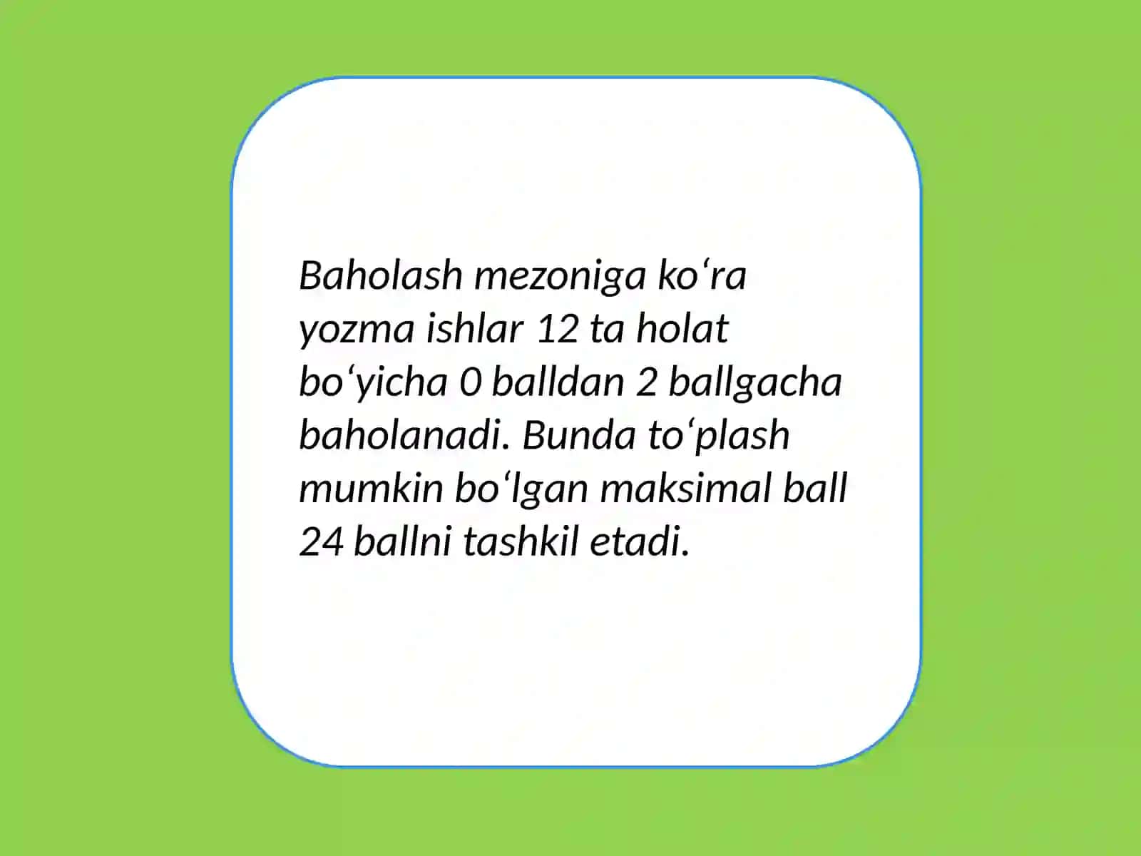Yozmaishlarni baholash mezonlarini belgilash asoslari 3
