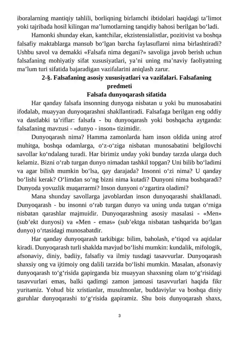 FALSAFA MAVZUSI VA FALSAFIY BILIMLAR MOHIYATI 3