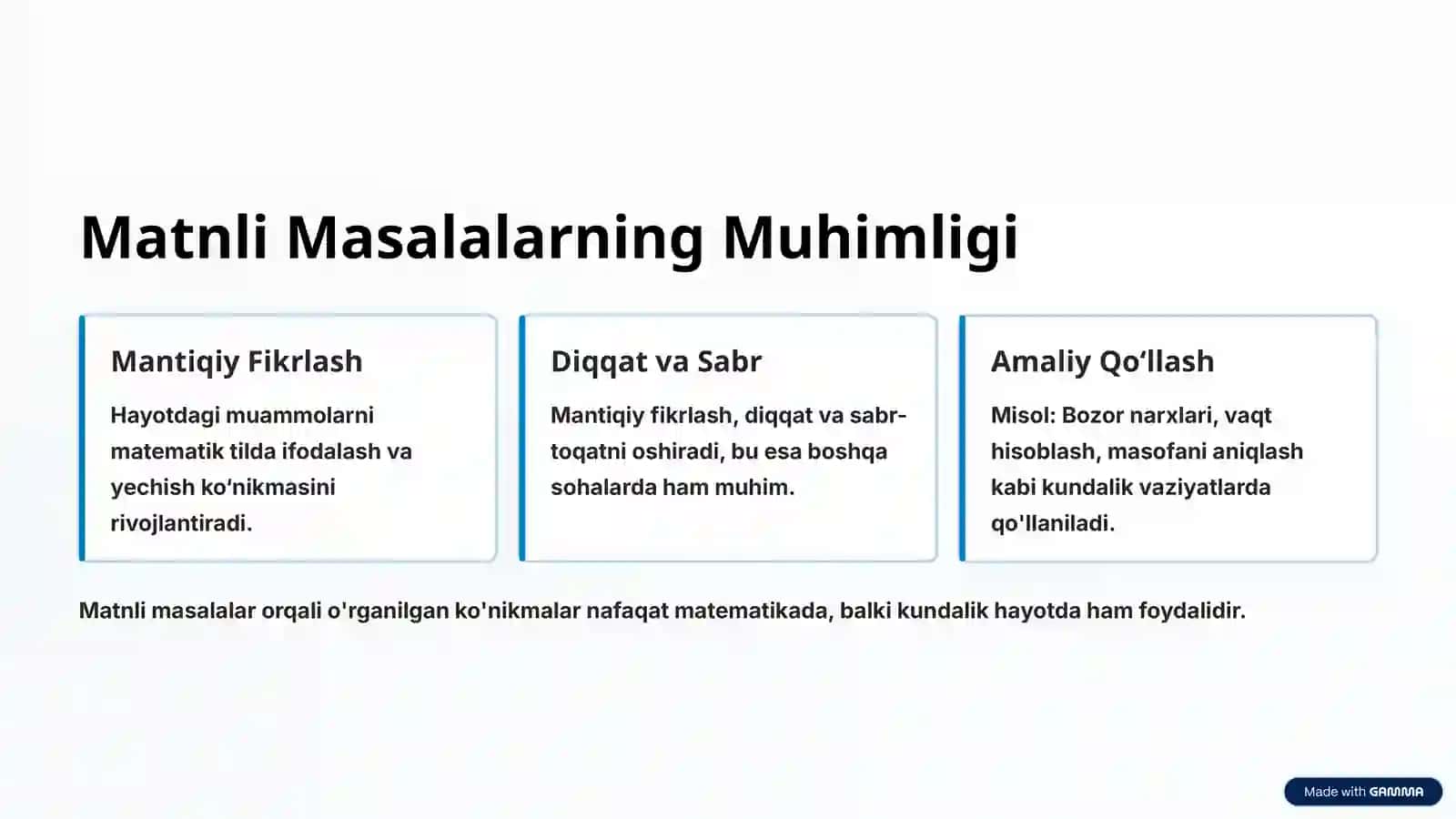 Matnli Masalalar: Muammolarni Yechish San’ati 3