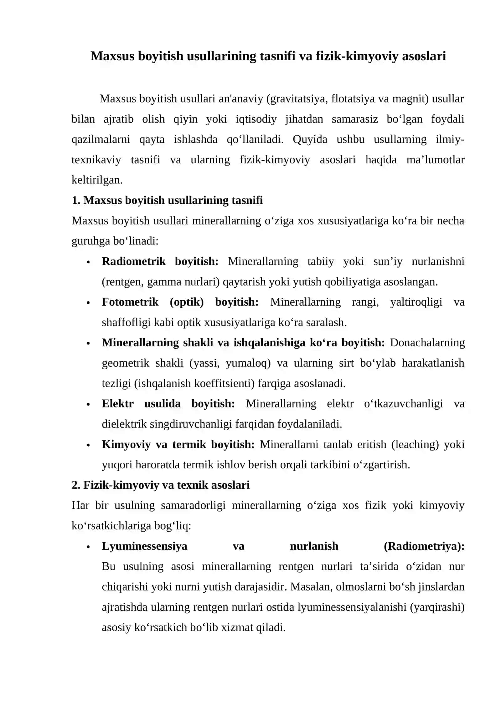 Maxsus usullarda boyitish va unda ishlatiladigan dastgohlar haqida ma`lumotlar 3