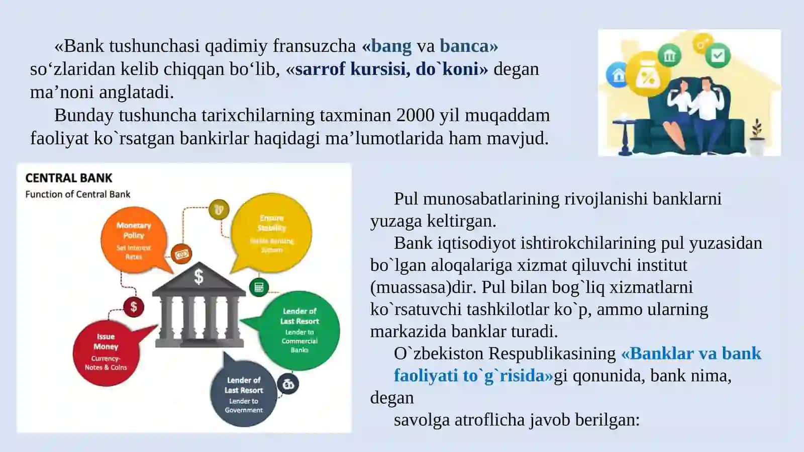 MAVZU.BANKLARNING MOHIYATI VA ASOSIY FUNKSIYALARI 3