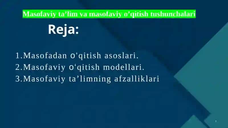 Masofaviy taʼlim va masofaviy o'qitish tushunchalari 3