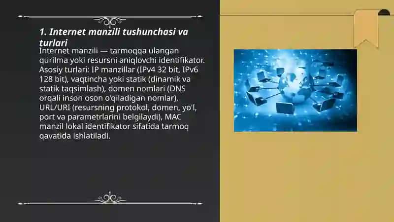 Internet manzili tushinchasi va resurslar manzili 3